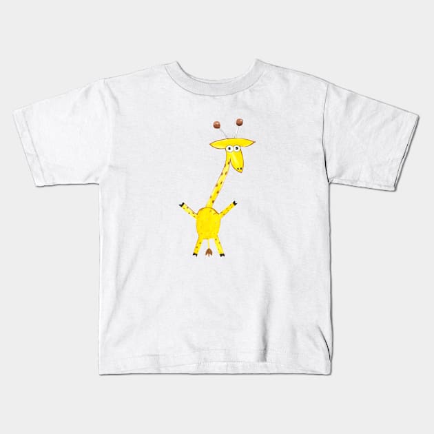 Hand Drawing of a Giraffe Kids T-Shirt by FunnyMoonCosmic